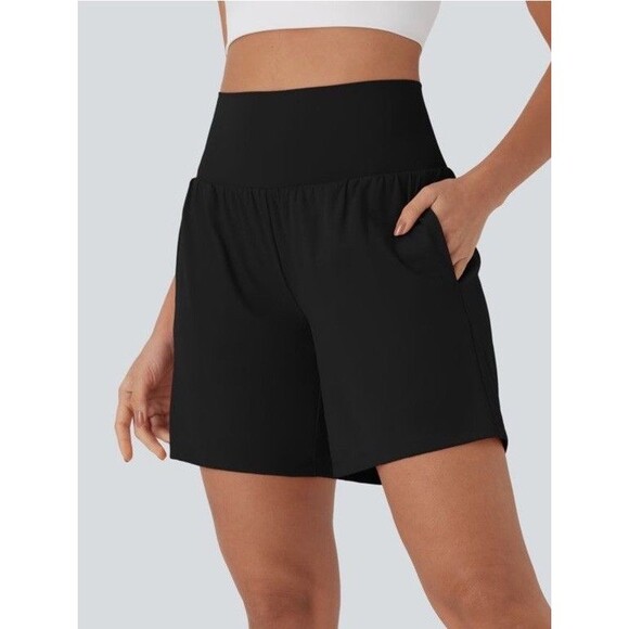 Halara-Softlyzero Airy Super High Waisted Cool Touch Yoga Shorts 7" Black - Picture 1 of 13